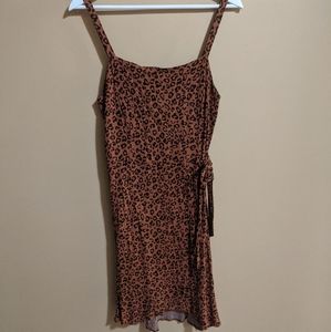 Faux wrap leopard print dress